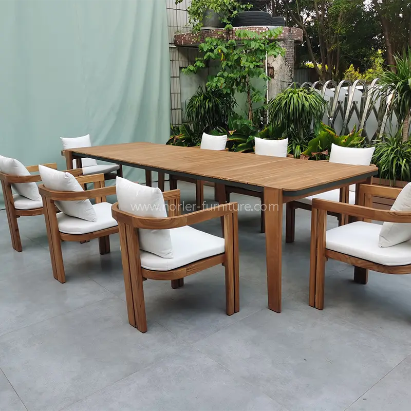 Kestävä ulkona teak puu ruokapöytä ja tuoli