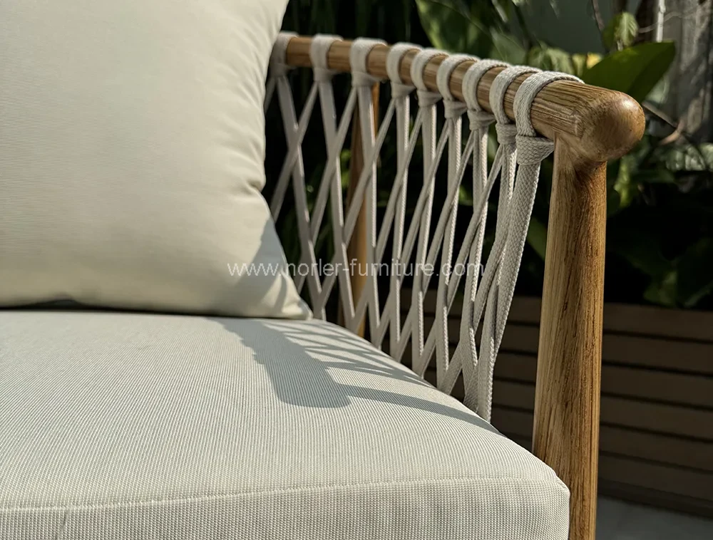 Outdoor Balcony Teak Wood Rope Garden Set