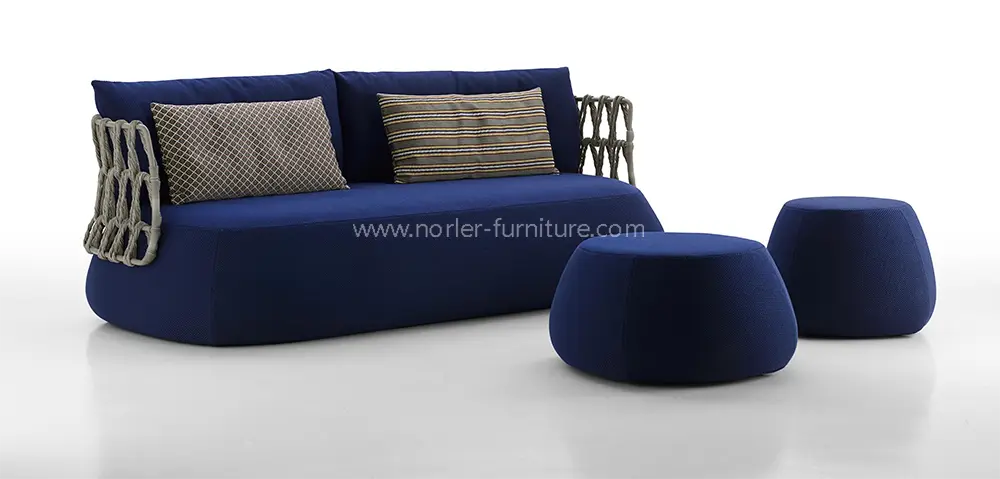 Modern Aluminum Frame Rope Weaving Blue cushion Sofa
