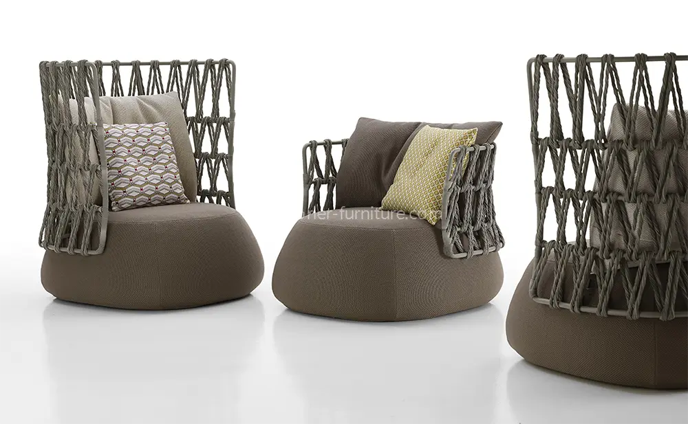 Modern Aluminum Frame Rope Weaving Blue cushion Sofa