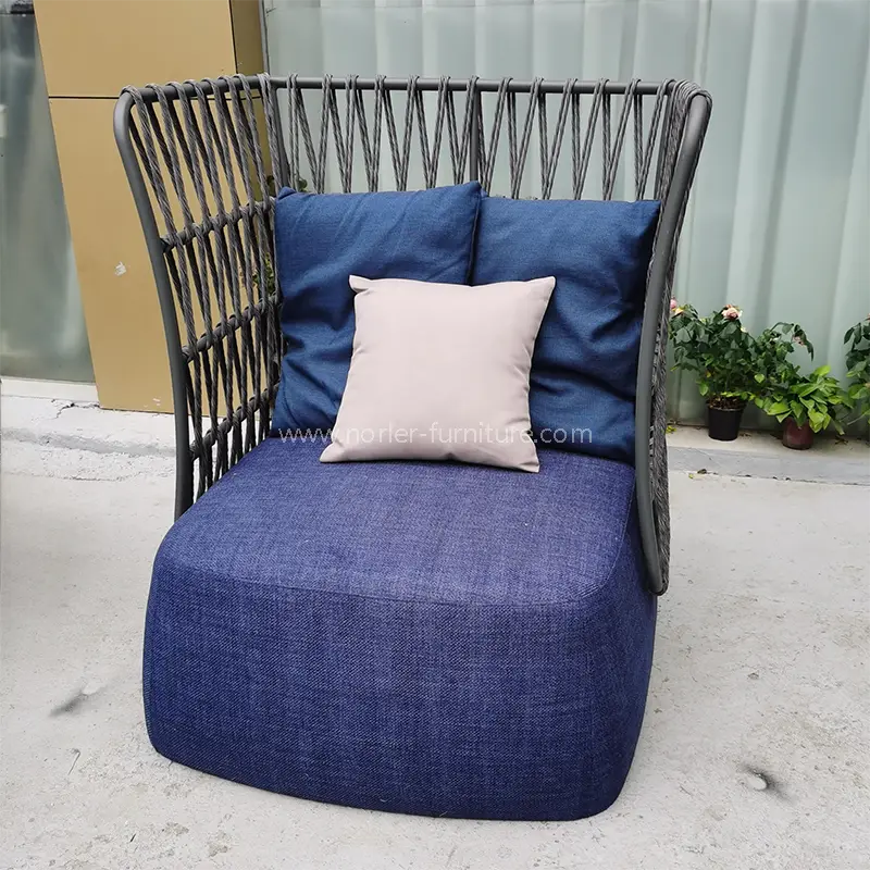 Modern Aluminum Frame Rope Weaving Blue cushion Sofa