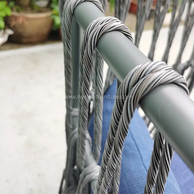 Modern Aluminum Frame Rope Weaving Blue cushion Sofa