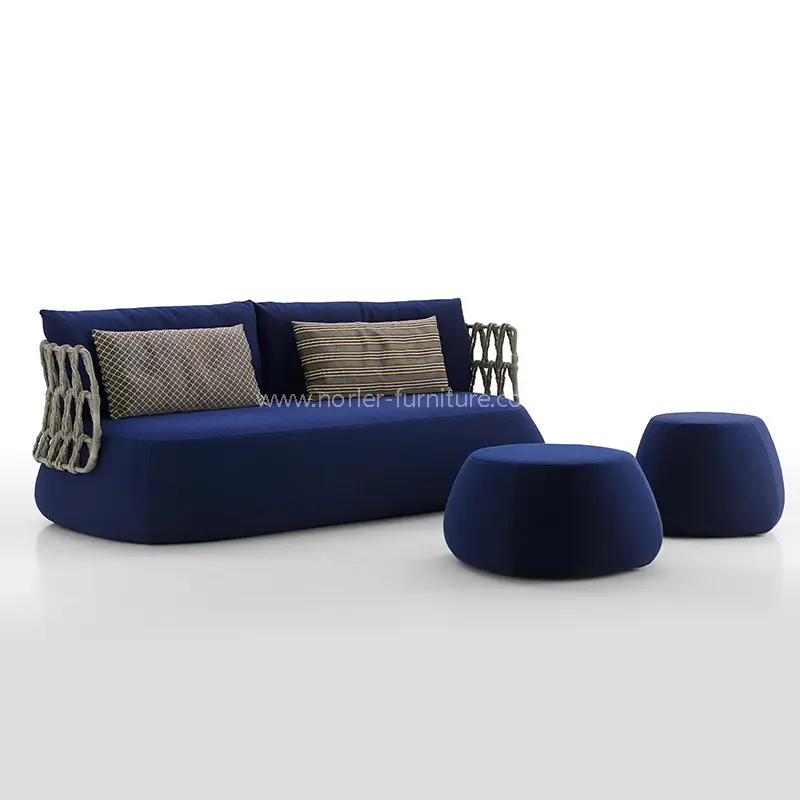 Moderni alumiinirunko köysi kudonta sininen tyynyn sohva