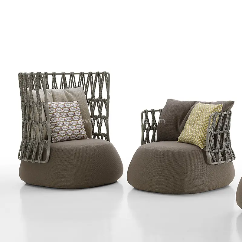 Moderni alumiinirunko köysi kudonta sininen tyynyn sohva