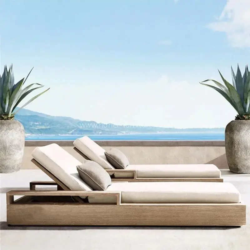 Ulkoilma ylellinen vesitiivis teak Wood Sun Lounger
