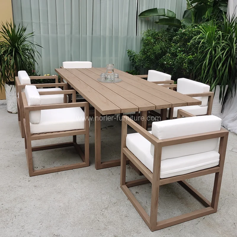 Outdoor Teak Wood Settiä ravintolan ruokailusetti